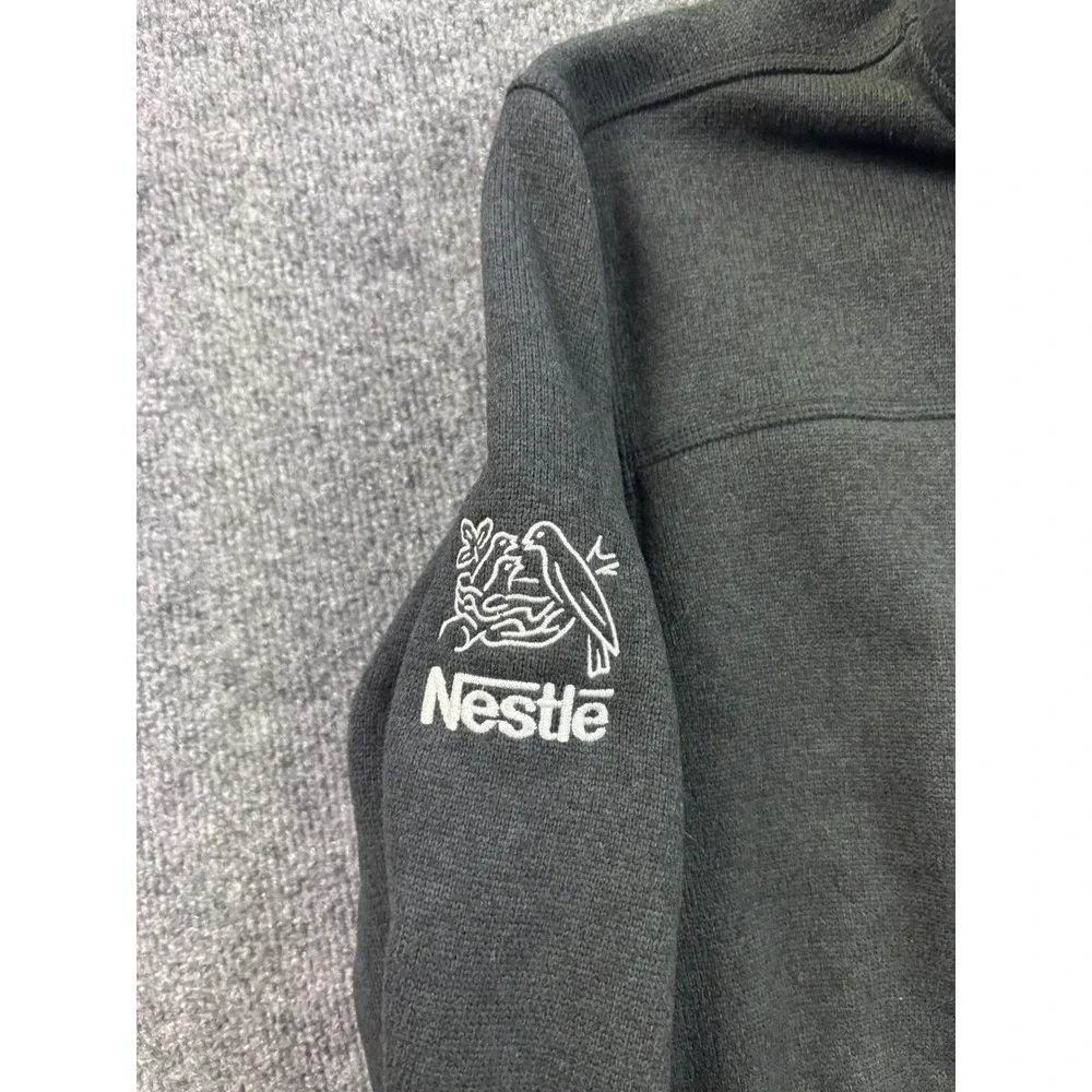 The North Face Fleece Jacket Mens Large Gray Logo Full Zip Mock Neck